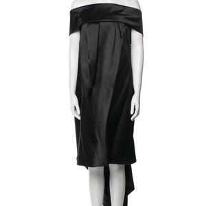 Amsale Black Off Shoulder High Low Gown Bow Back Formal